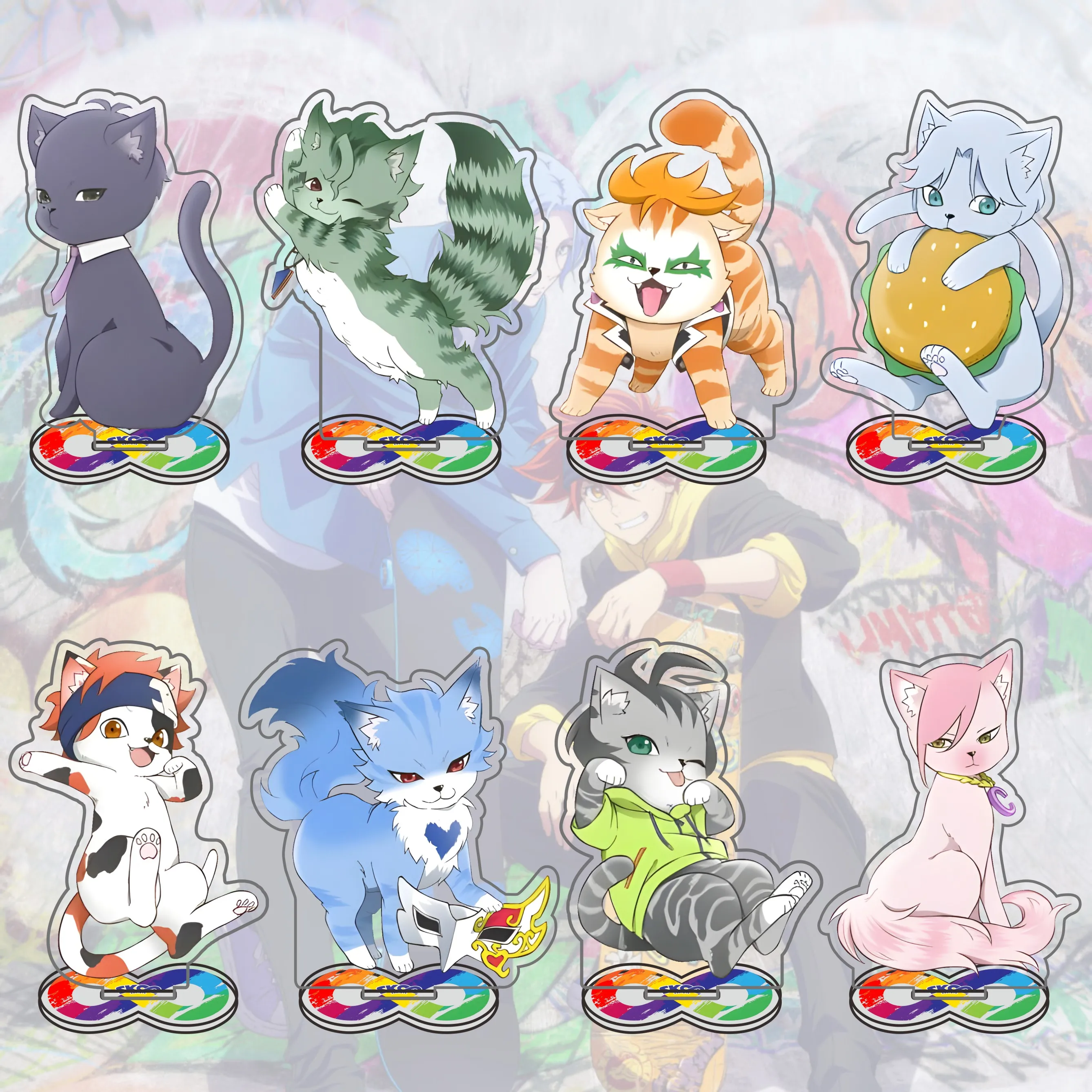 

Anime SK8 The Infinity 10CM Cat Acrylic Stand Model Figure Cosplay Plate Holder Topper Fans Christmas Desk Decor Plate Gift