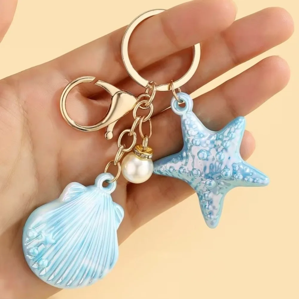 Cute Colorful Shell Keychain Resin Marine Creature Shell Key Ring Mermaid Shell Shell Pendant DIY Jewelry Gifts