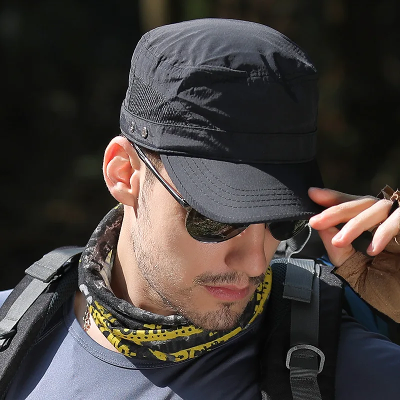 Chapeau militaire à visière pour hommes, casquette de sport de plein air d'été réglable, couleur unie, chapeaux de camionneur, Protection solaire printemps Gorras