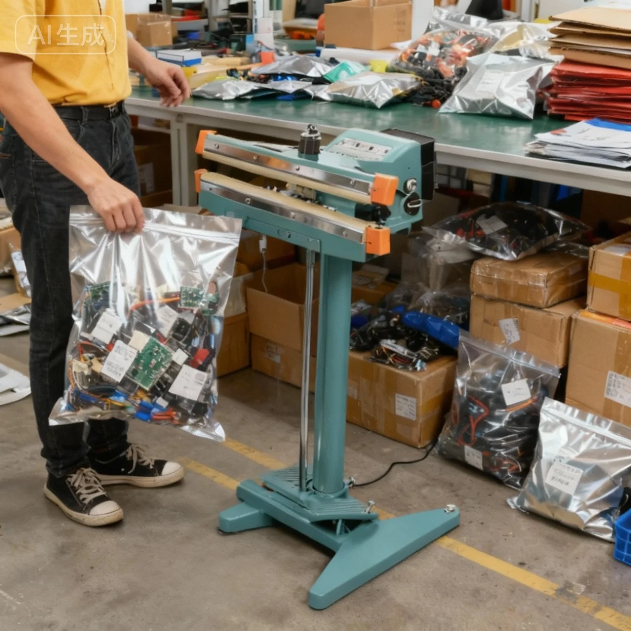  300DEU Heavy Duty Foot Pedal Sealing Machine for Water Sachets and Soup Packets with Robust Construction