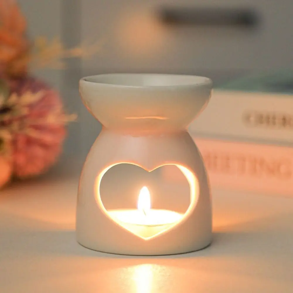 

Hollow Design Ceramic Aromatherapy Stove Romantic Unique Candle Essential Oil Burner Minimalistic Non-toxic