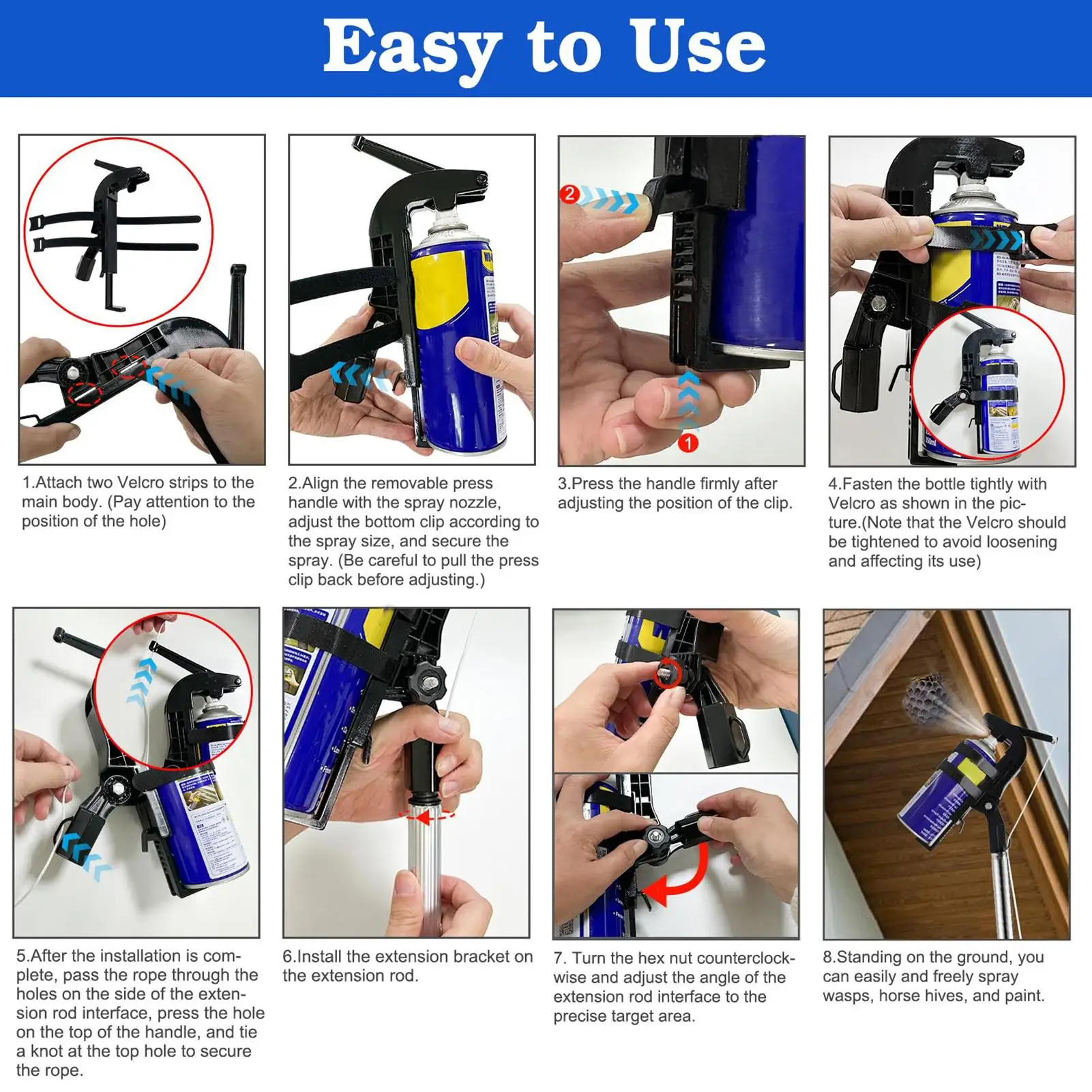 Spray Can Extender Sprayer Extension Pole Adaptor Adjustable Angle Spray Extender Wasp Nest Aerosol Can Extension Sprayer
