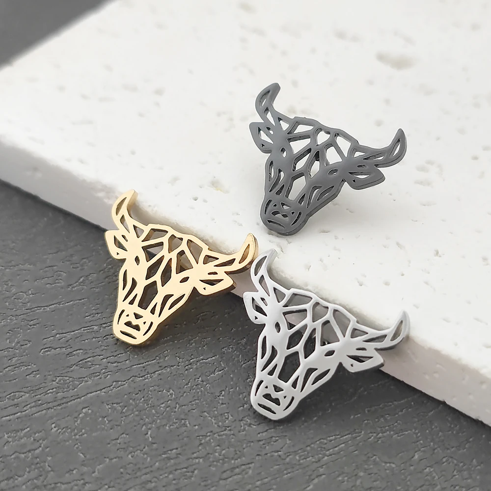 Роскошная брошь в виде головы быка с изображением животного, роскошная булавка с рогом, аксессуары для одежды из нержавеющей стали, женские и мужские металлические булавки, ювелирные изделия, подарок на вечеринку