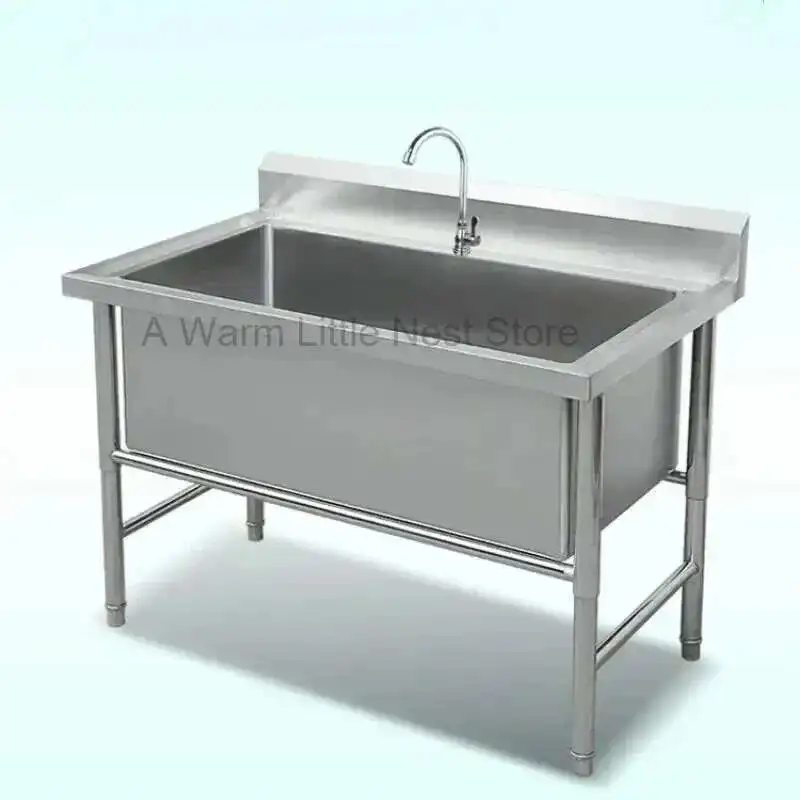 

Thicken Deepen Large Sink for Restaurant Floor Commercial Stainless Steel Kitchen Sinks Single Washing Sink Kitchen Accessories