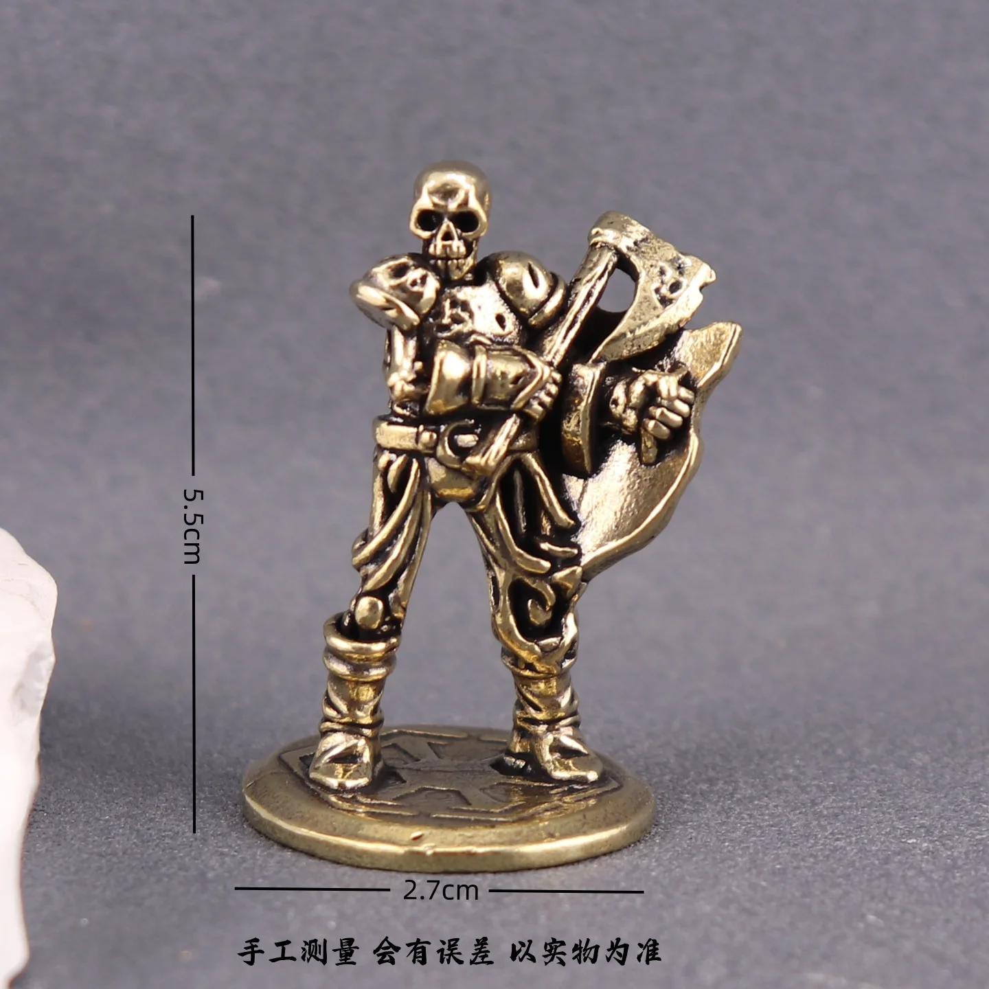 Vintage Brass Skeleton Warrior Statue Desktop Ornaments Home Decorations Crafts Skeleton Man Figurines Miniatures Accessories