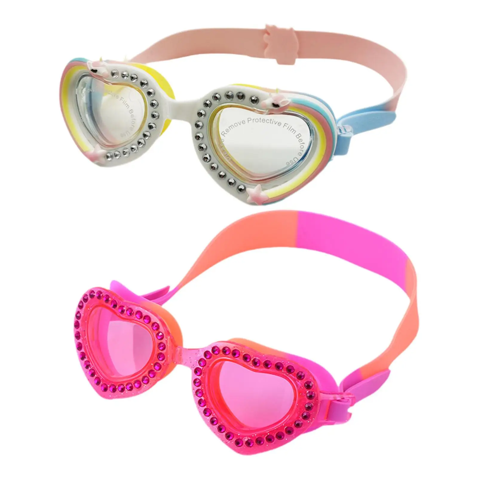 Kids Swim Goggles No Leaking Wide View Swim Diving Eyewear Heart Shape Diving Glasses Water Pool Goggles Teenagers Kids 4-14