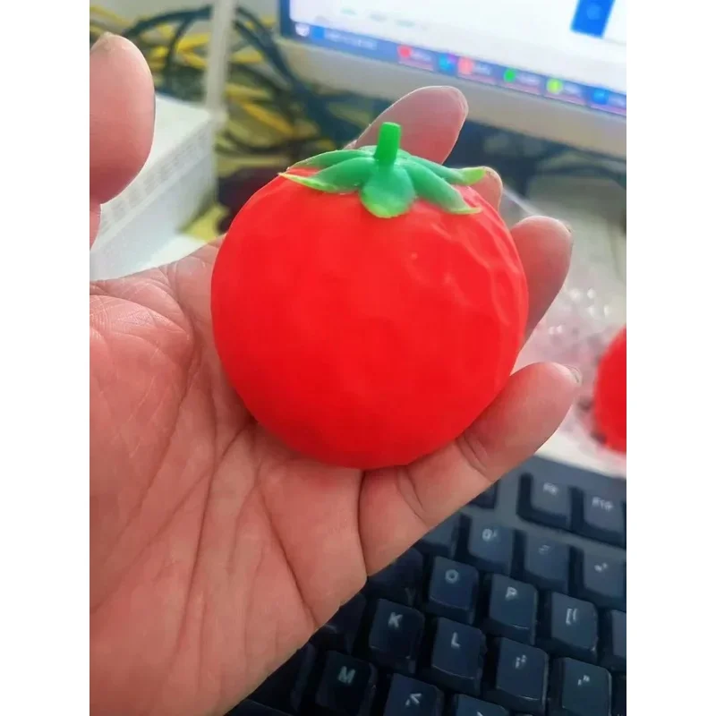 Trendy hardcover fluid strawberry squeeze soft rubber toy gift, home office travel stress relief squeeze music toy birthday gift