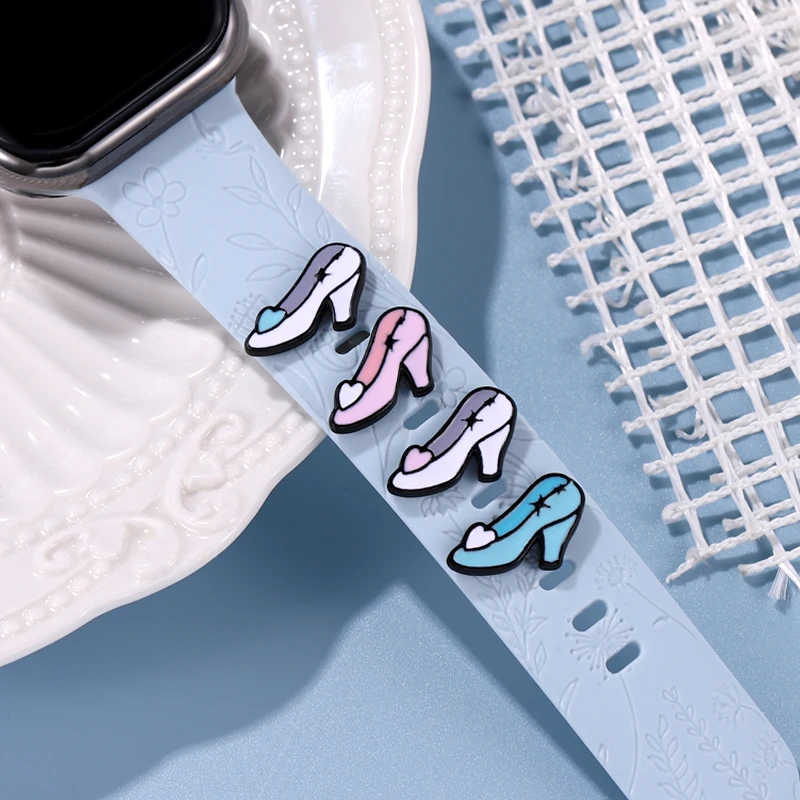 Cute High-heeled Shoes Design Charms for Iwatch Strap Decorative Jewelry Charm for Apple Watch Bracelet Silicone Watchband Charm