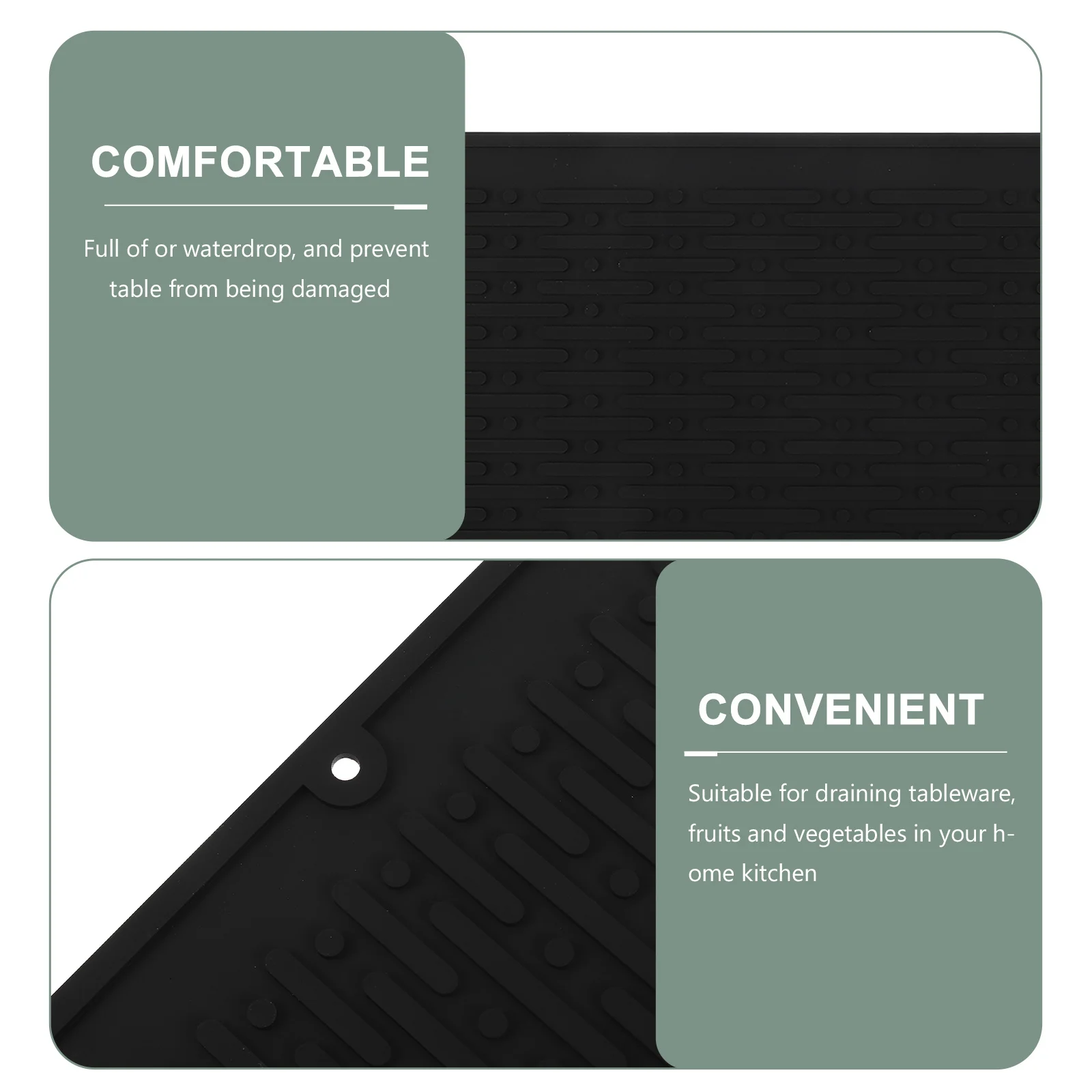 

Large Draining Mat Kitchen Drying Mats for Dishes Rubber Plate Black Silicone Counter