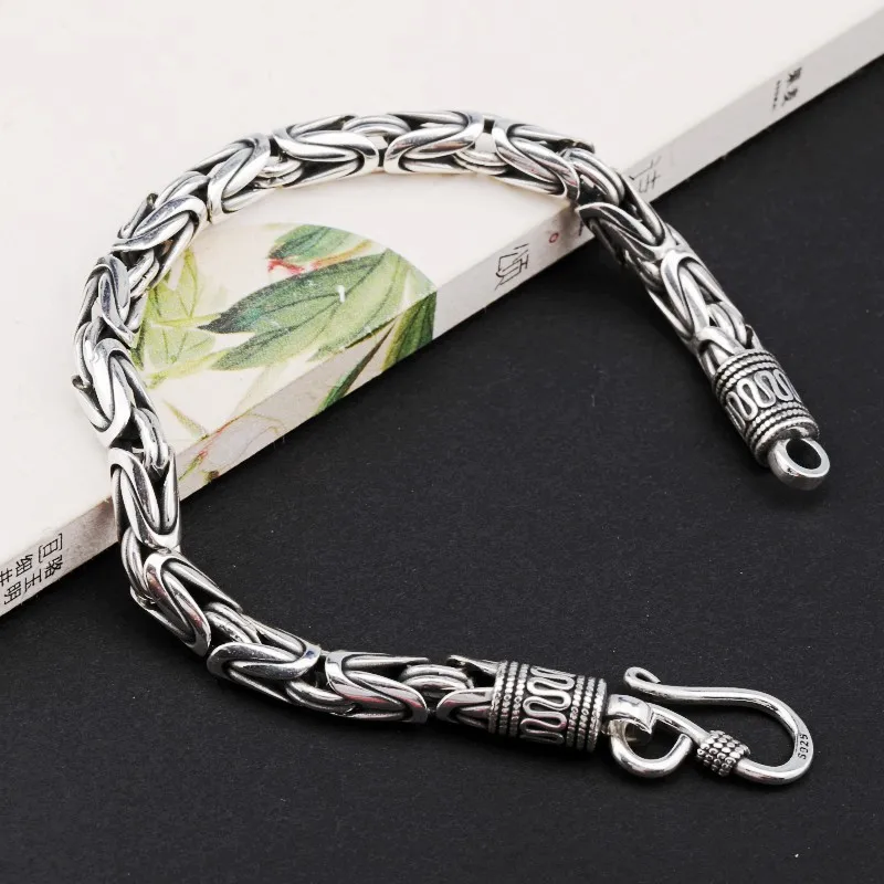 BOCAI S925 Sterling Silver Bracelets for Men Women New Fashion 4mm 5mm 6mm 7mm Twist Bamboo-chain Argentum Bangle