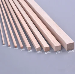 Solid Square Wood Strip Wooden Rods DIY Model Material Crafts Decoration Making Parts 2/3/4/5/8/10/12/20mm*250mm