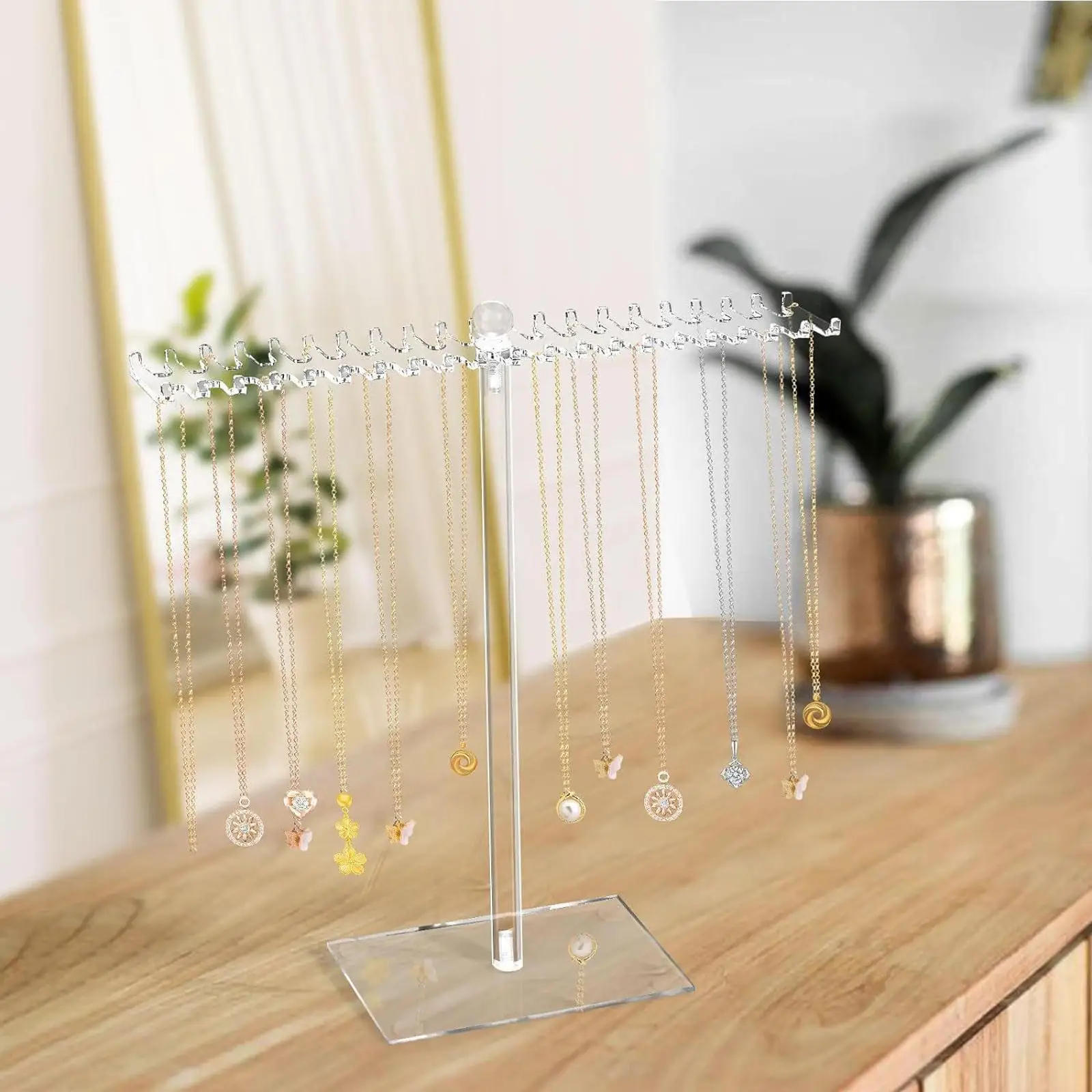 Necklace Organizer Necklace Holder Anti Slip Base Necklace Hanging Hooks Jewelry Display Stand for Home Shows Vanity Tabletop