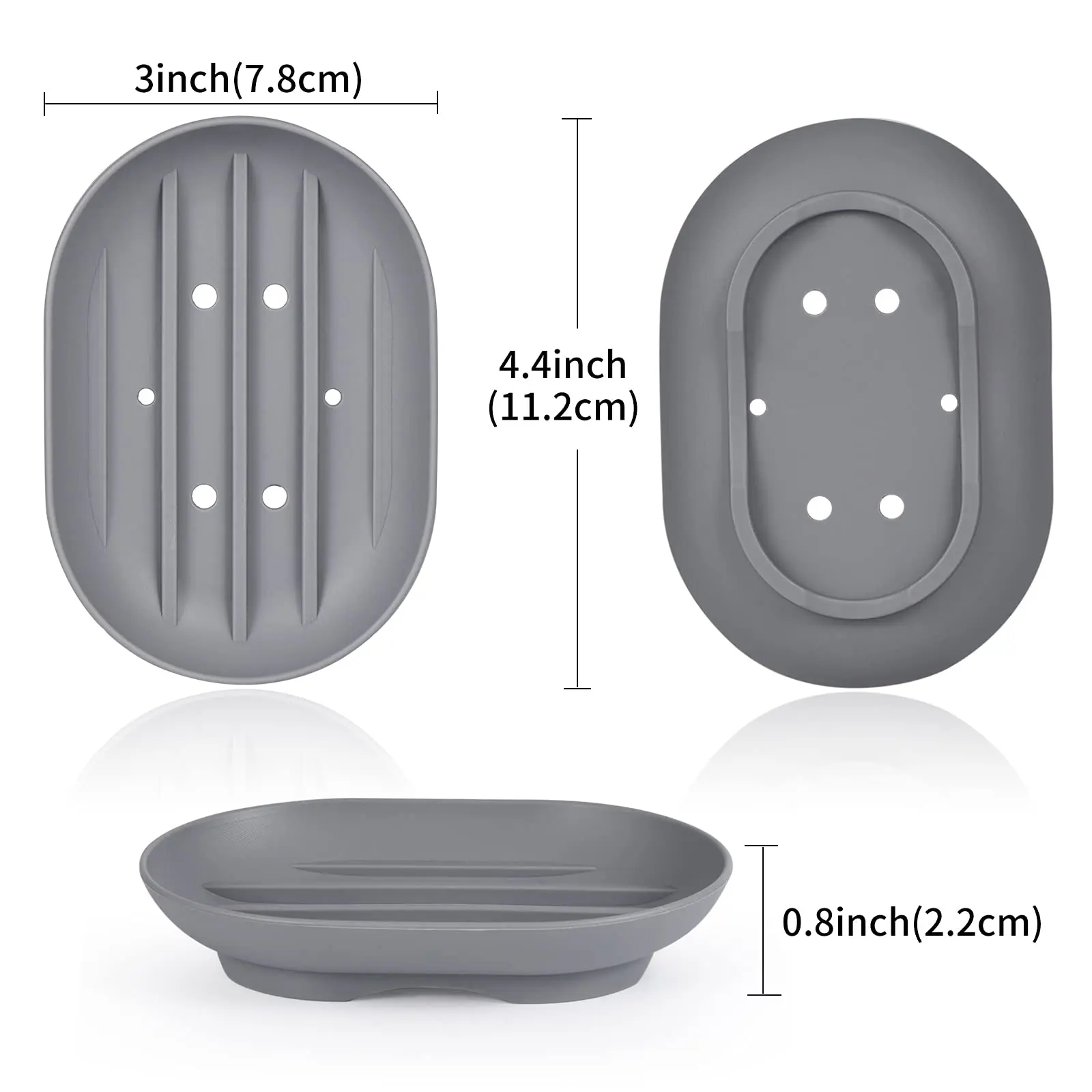 Bathroom Soap Dishes Dish Holder Stand Saver Tray Case for Shower-Silicone Rubber Drainer for Bar Soap Sponge Scrubber Kitchen