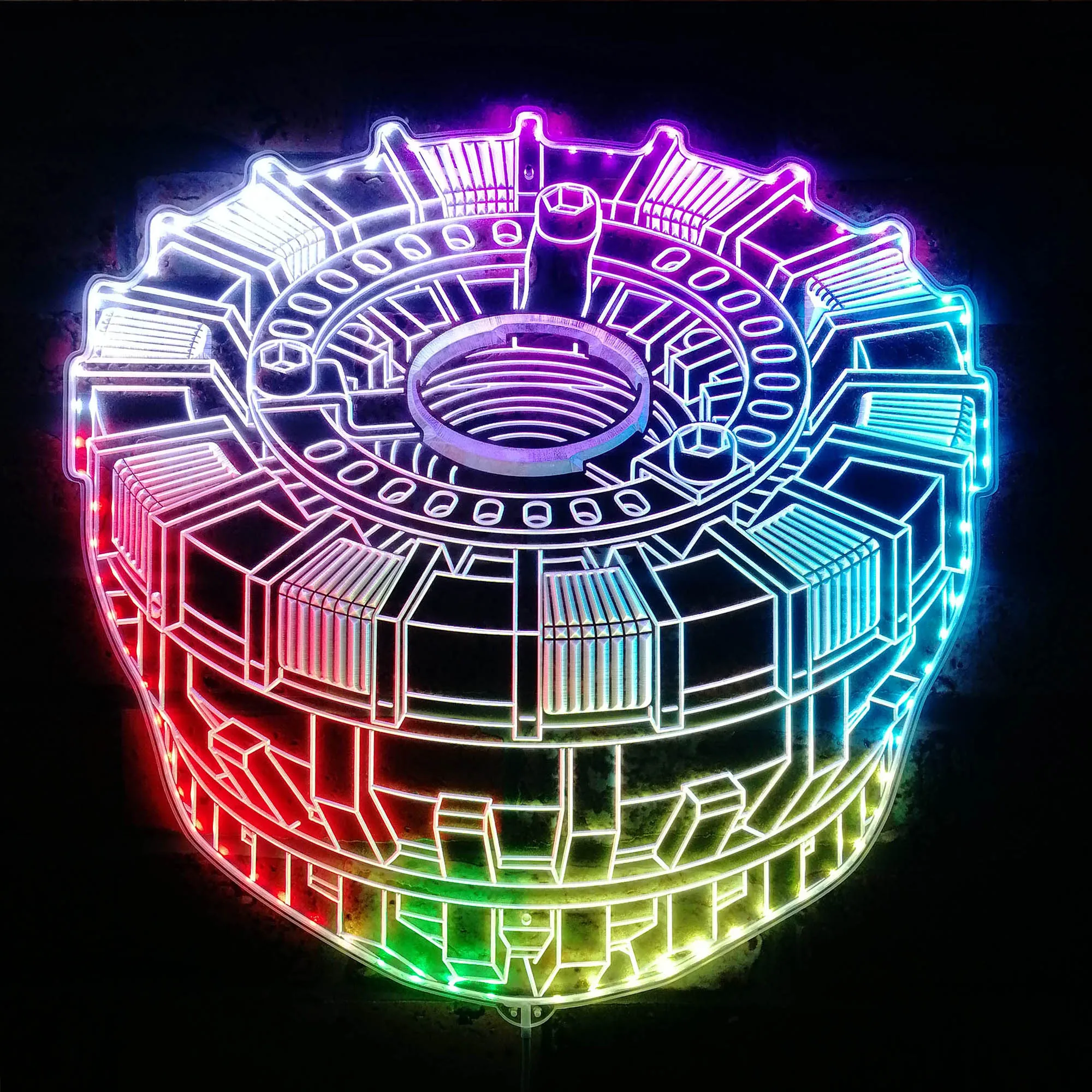 Tony Stark Arc Reactor Dynamic RGB Edge Lit LED Sign, Game Room Decor, Gaming Night Light