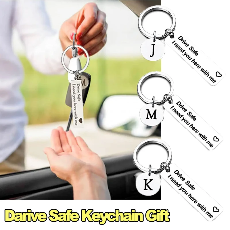 

Drive Safe Key Chain Stainless Steel Car Key Rings Letter Keychain Gift for Him Men Women Boyfriend Husband Dad Birthday Gift