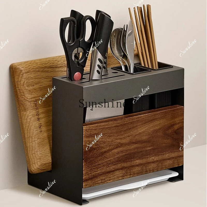 Kitchen multi-functional storage rack old-style countertop knife holder cutting board integrated storageYY