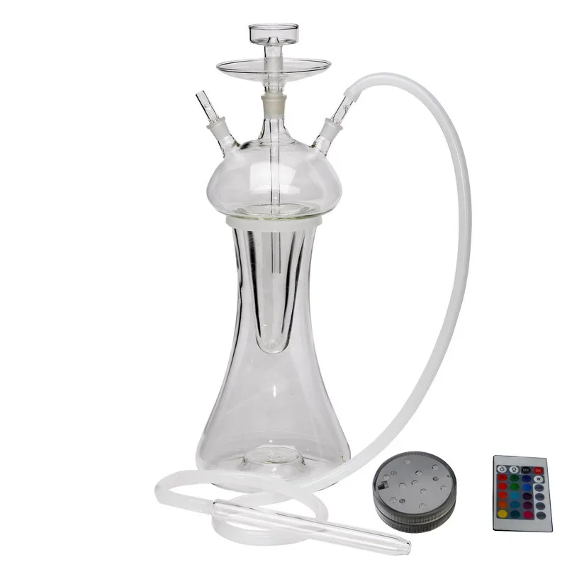 Wholesale High Quality Mushroom Shape Glass Hookah Shisha Glass Chicha Narguile with LED Lights