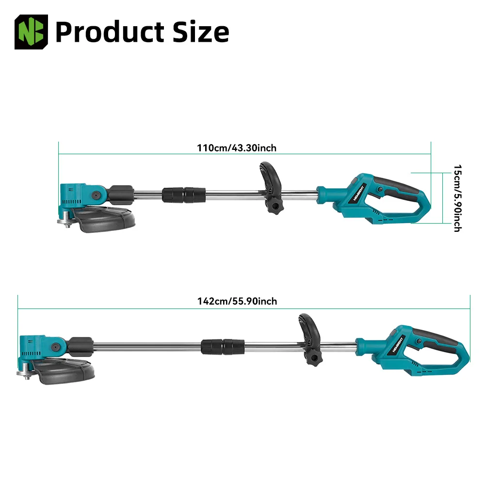 NEWBENY 9-дюймовая бесщеточная электрическая газонокосилка с цифровым дисплеем, беспроводные садовые кустарники, инструменты для прополки Makita, батарея 18 В