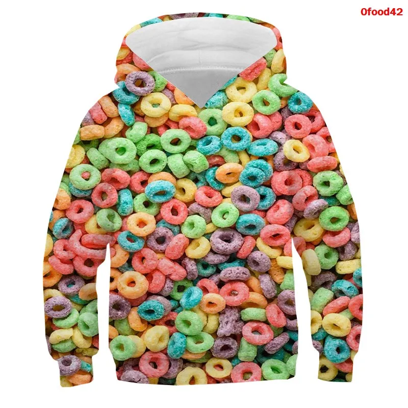 3D Graphic Hoodies Funny Food Tops Candy Girls Boys Pullover  Hoodies Kids Hooded Designer Clothes Men High Quality Sweatshirt