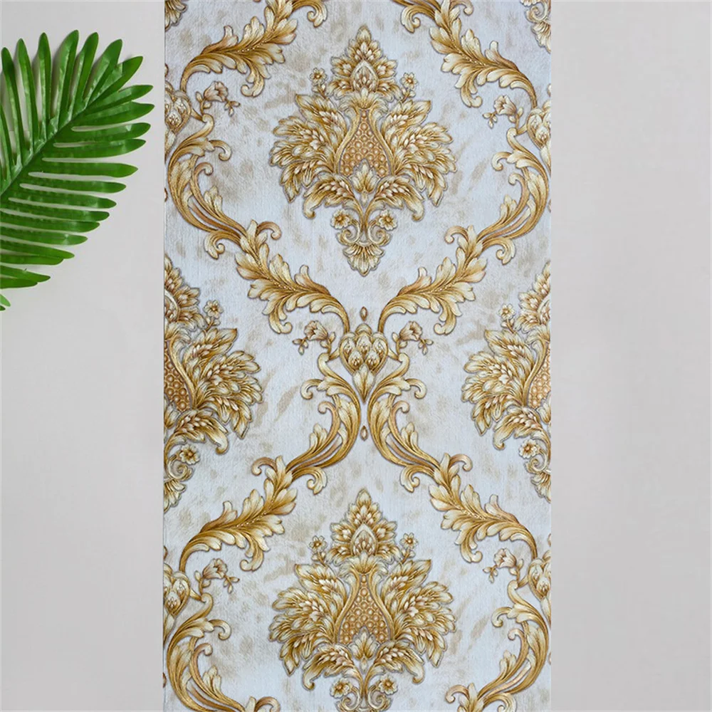 European Beige Luxury Damask Wallpaper Roll 3D Embossed Pvc Thickened Wall Mural Decor Wallpapers for Living Room Bedroom обои