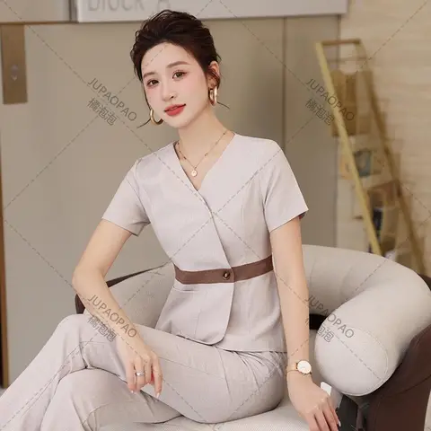 2023 뷰티 살롱 여성 작업복, 호텔 접대 작업복, 스파 유니폼, 사우나 발 목욕 유니폼, 살롱 유니폼