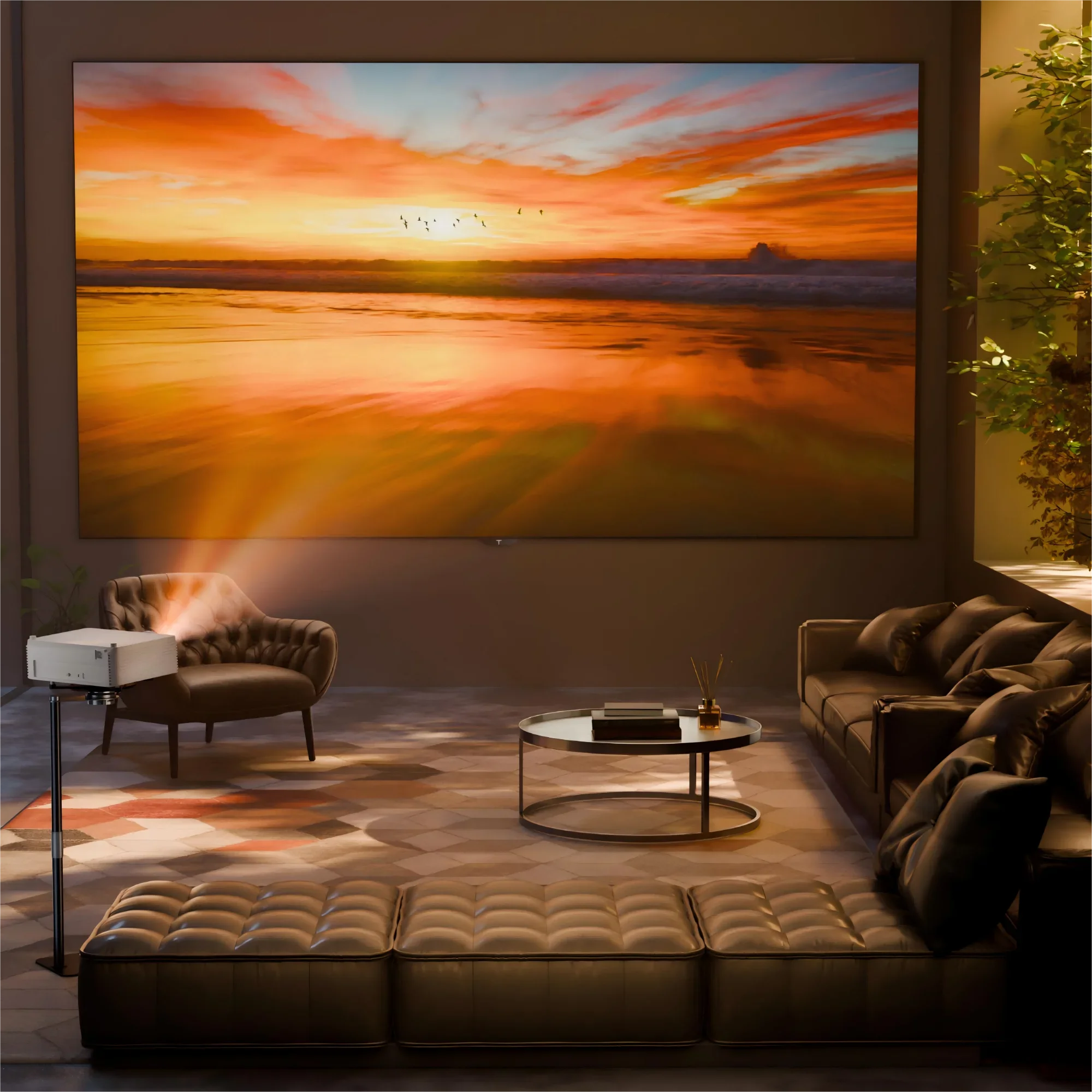 

PerfecTisan alr projector screen 4k 120 inch long throw fixed frame wall screen projector 156degree home screen