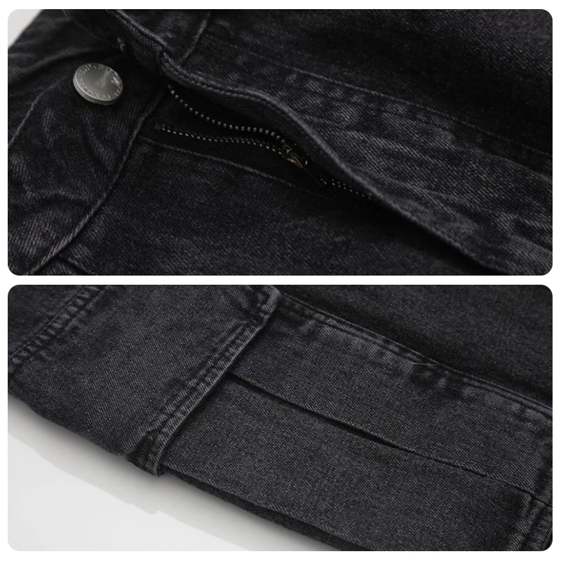 Mens Streetwear Baggy Jeans Denim Cargo Pants Hip Hop Jeans Spring Autumn Loose Wide Leg Big Pocket Trousers