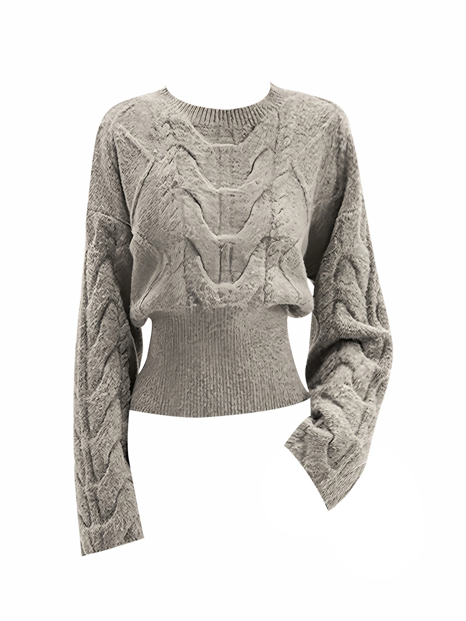 

Women's Grey Knit Pullover Sweater 2000s Vintage Korean Style Long Sleeves O-Neck Cozy Cashmere Sweater For Women Clothes Winter