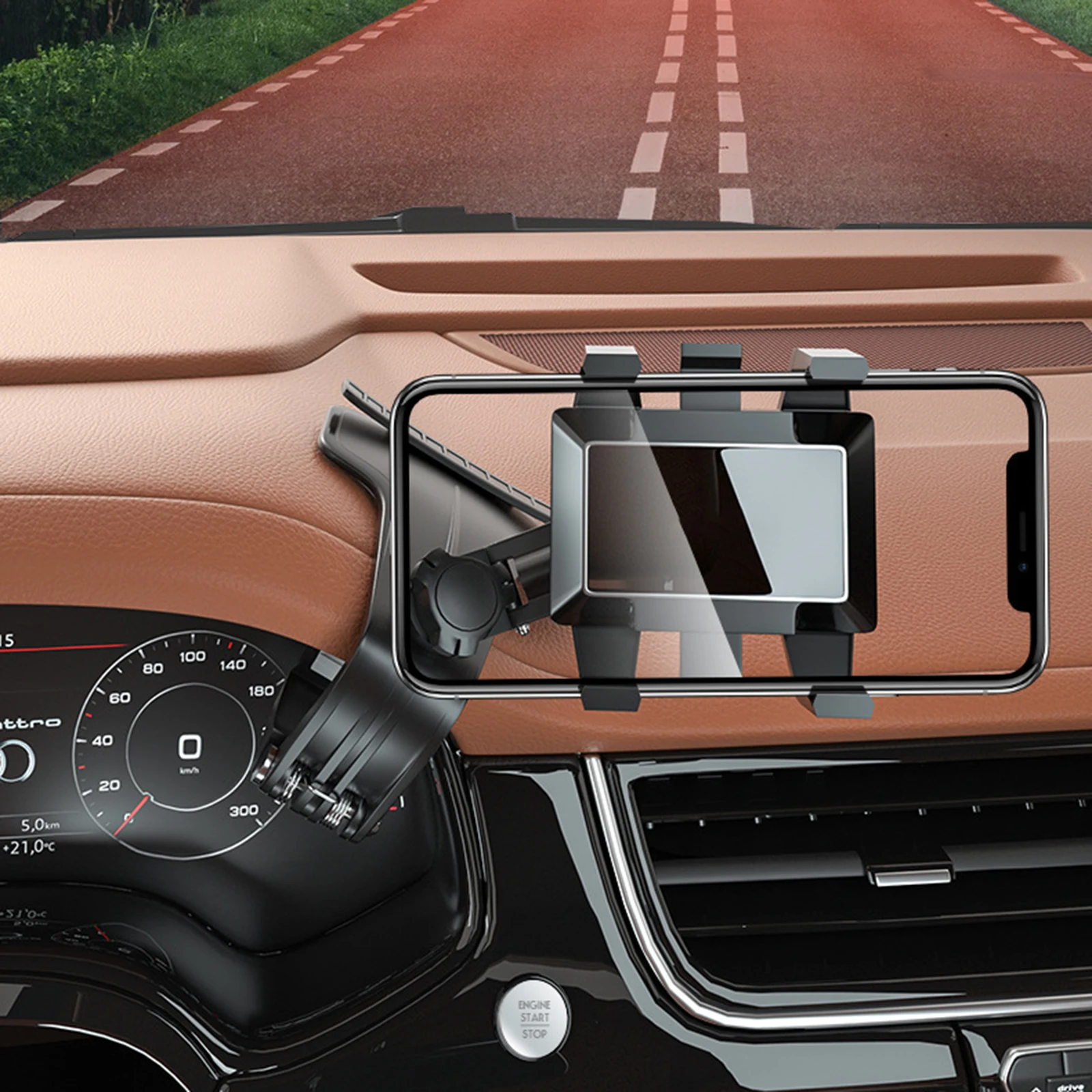 

Car Phone Holder Parking Sign 360° Rotatable Dashboard Phone Stand for iPhone Universal Clip-on Stand with Parking Number Plate