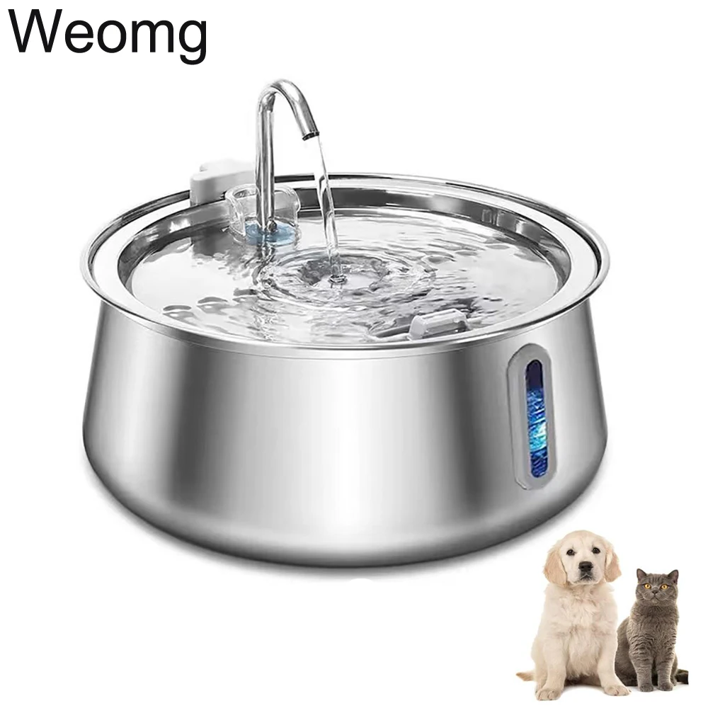 4L Stainless Steel Faucet Cat Fountain Visible water level Cats Water Fountain Ultra Quiet Pump Automatic Pet Cats Dog Fountain