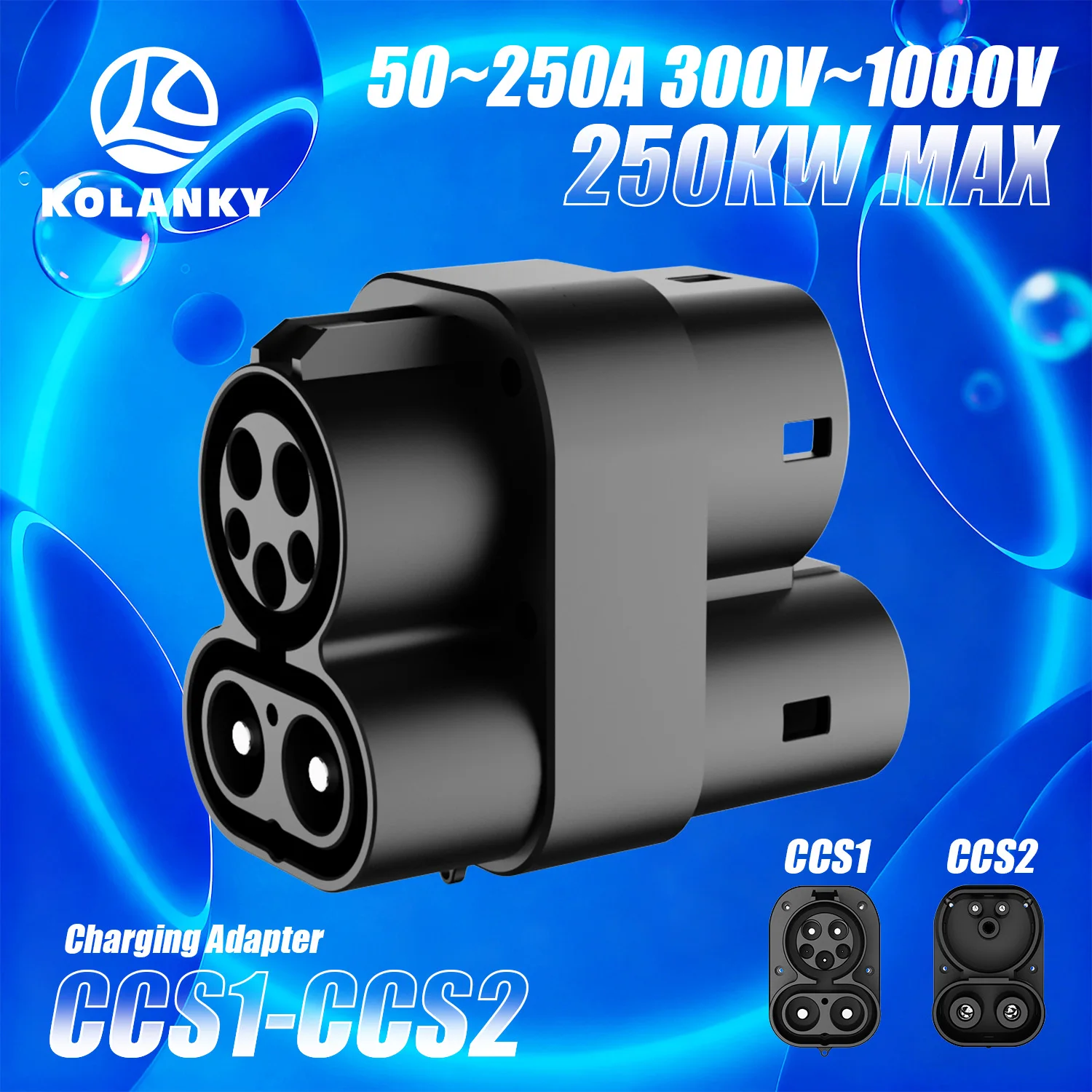 

Kolanky 250A CCS1 To CCS2 EV Charging Adapter Fast Charging CCS1 On Public Charging Station For Electric Vehicle Cars