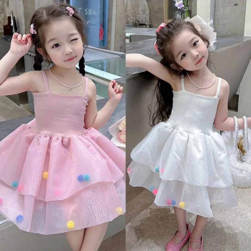 

Girls' Sundress Summer Clothing New Suspender Fresh Mesh Princess Dress Dress Children One Piece Dropshipping