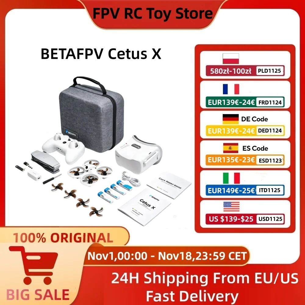   BETAFPV Cetus X FPV Drone 4k Professional Cetus X Set ELRS Version+550MAH 1S BT2.0 Battery 4PCS * 1+6 Port Charger Mini Drone Drones con cámara