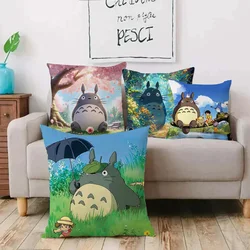 Hot Cartoon Cute Pillow Covers Cartoon Sofa Decorative Home Double-sided Printing Short-t-TOTOROS Plush Cute Cushion Cover