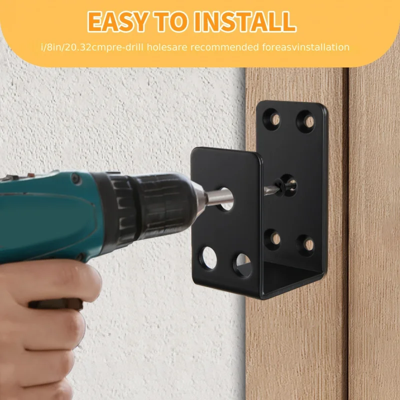 U Shaped Door Reinforcement Bracket, Heavy Duty 1PC Black Security Support Fits 2x4 Lumber for Home Garage Shed Gate