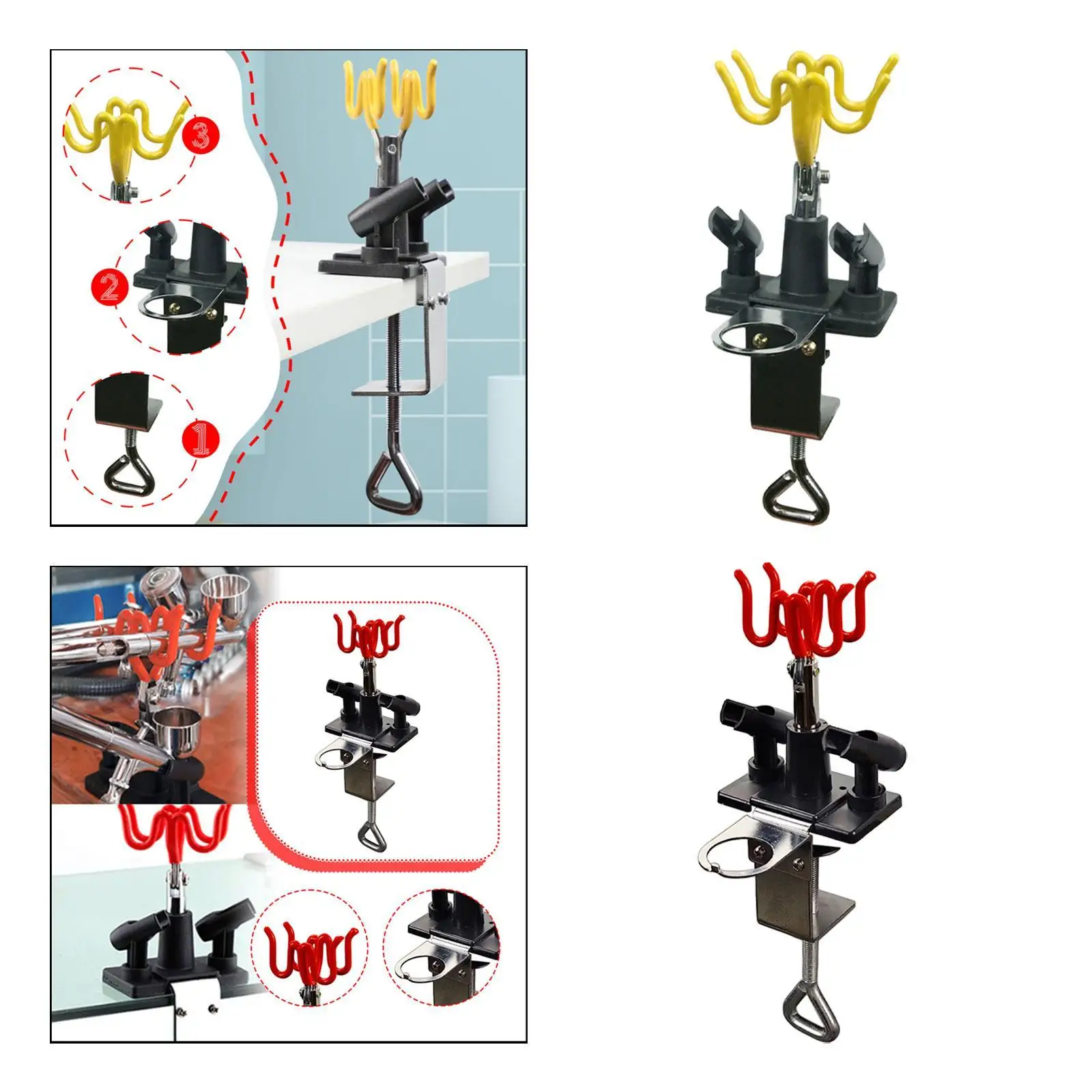 Secure Metal Airbrush Holder Clamp on Desk Stable Table Edge Stand Organizer Bracket for Model Painting Supplies view 6