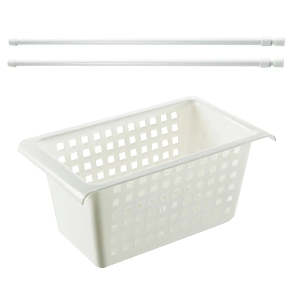 

1Set Telescopic Rod Kitchen Sink Drain Basket Multifunctional Colander Draining Basket Plastic Storage Tray for Utensils