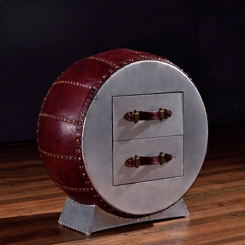 

Personalized drum-shaped double edge, metal aluminum leather rivets retro and old round drum corners