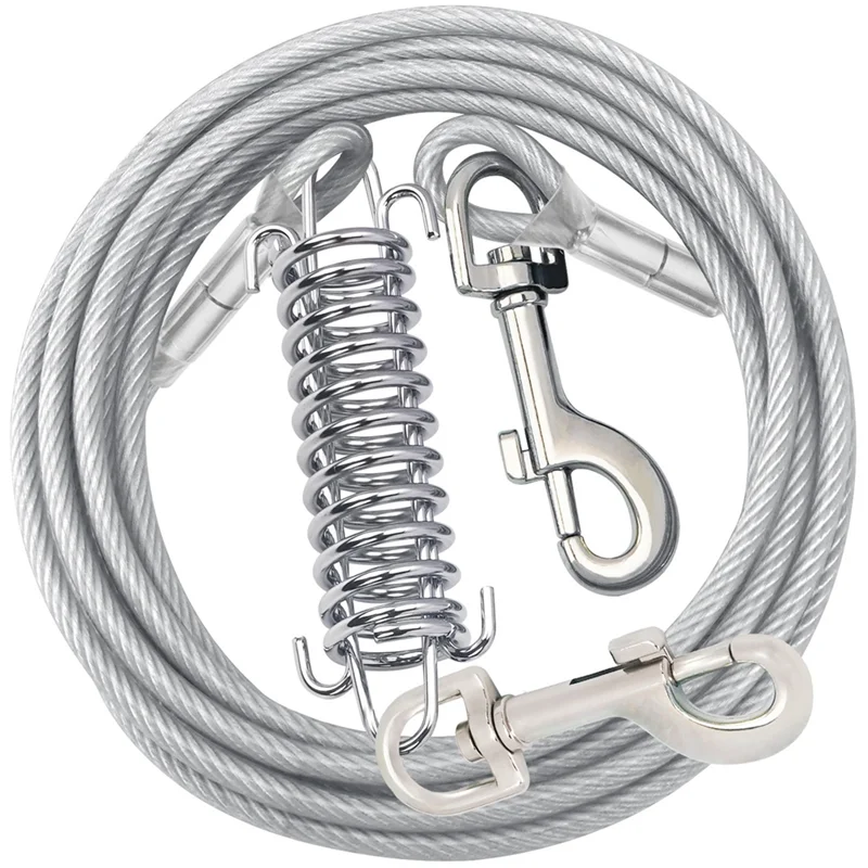 ABKP-Dog Tie Out Cable Dog Runner For Yard Steel Wire Dog Leash With Superior Spring Large Dog Running In Outdoor