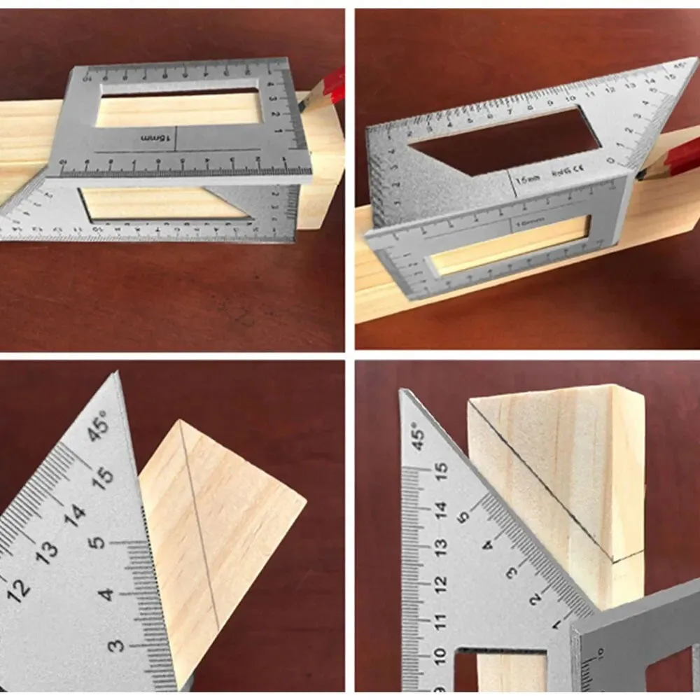 Aluminum Stainless Steel Multifunctional 45 90 Degree High Hardness T-type Woodworking Ruler, Woodworking Scribe Marker