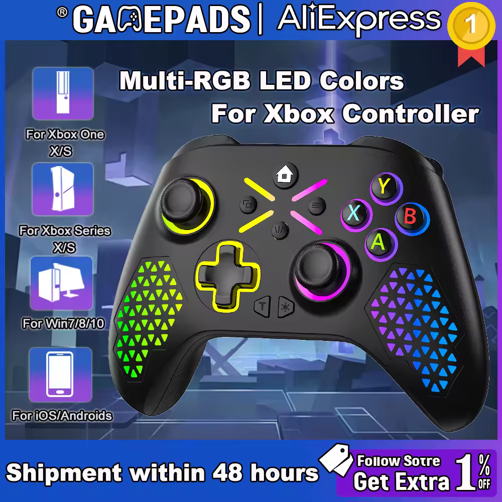 Control inalámbrico RGB para Xbox One/Xbox Series X/S/PC con batería de 650 mAh, gamepad con joystick multifunción.