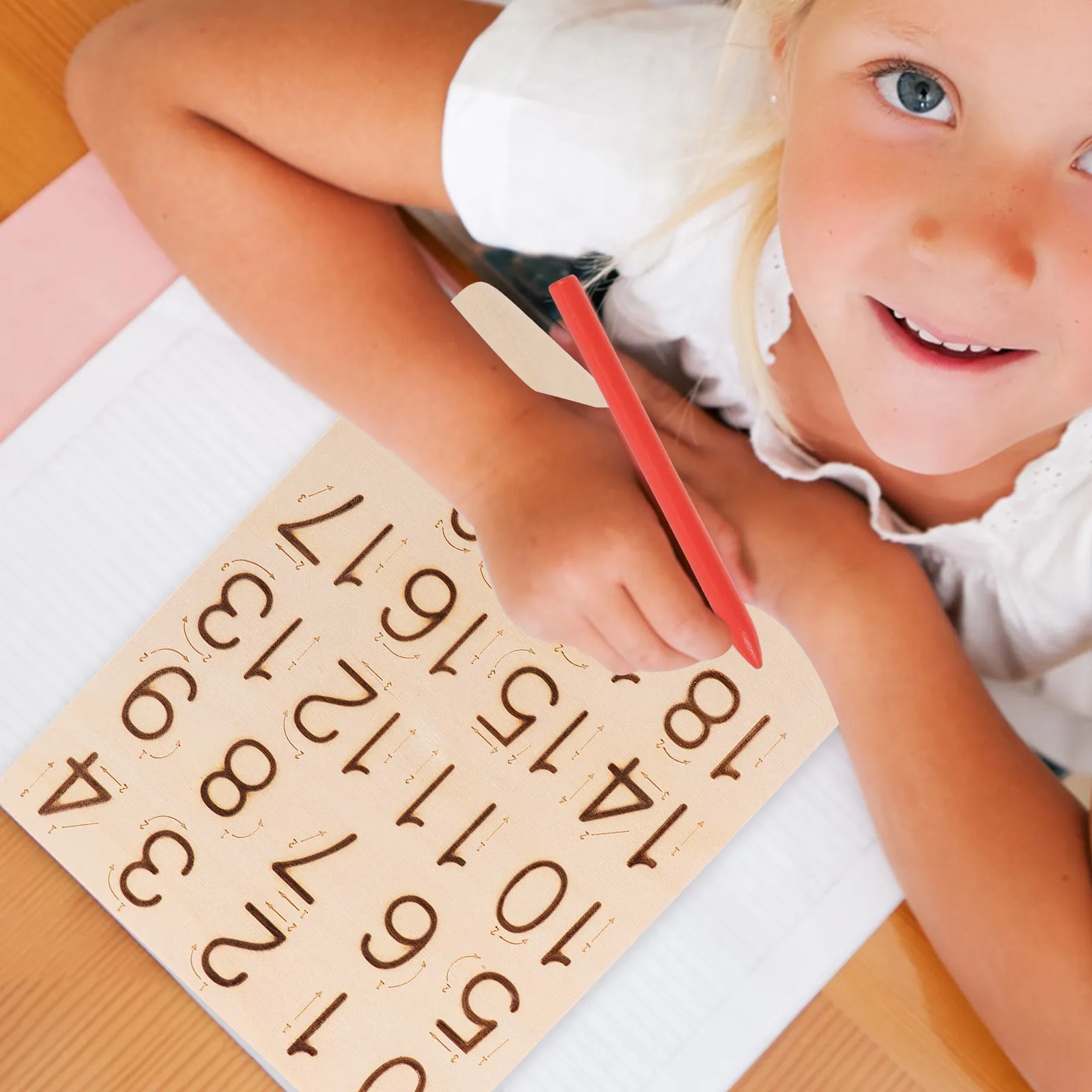 

1Set Wooden Alphabet and Number Tracing Board Montessori Spelling Practice Learning Tool for Toddlers Preschoolers Early