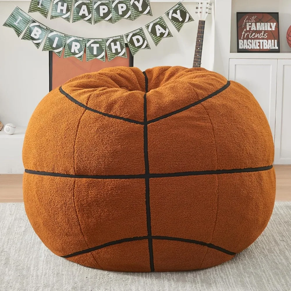 Giant Basketball-Themed Bean Bag Chair for All Ages - Oversized Plush Sofa with Filler