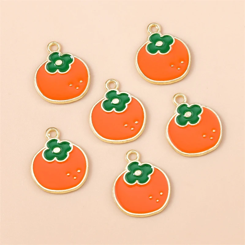 20pcs 15x19mm Cute Enamel Fruit Orange Charms Pendants for Making Drop Earrings Necklaces Bracelets DIY Crafts Jewelry Findings