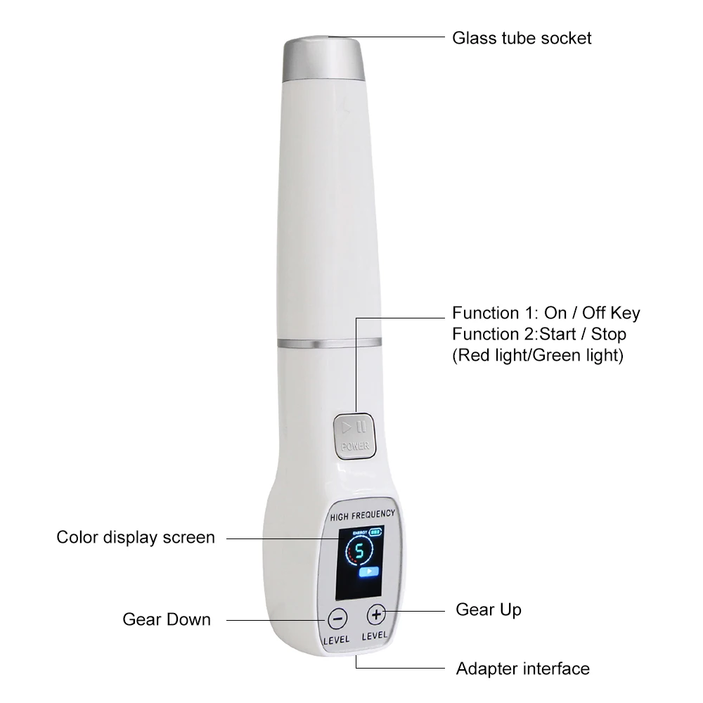 Máquina Facial de alta frecuencia azul, pantalla de pantalla, varita de electroterapia de neón, tubo de vidrio, antiacné, dispositivo para eliminar el cuidado de la piel