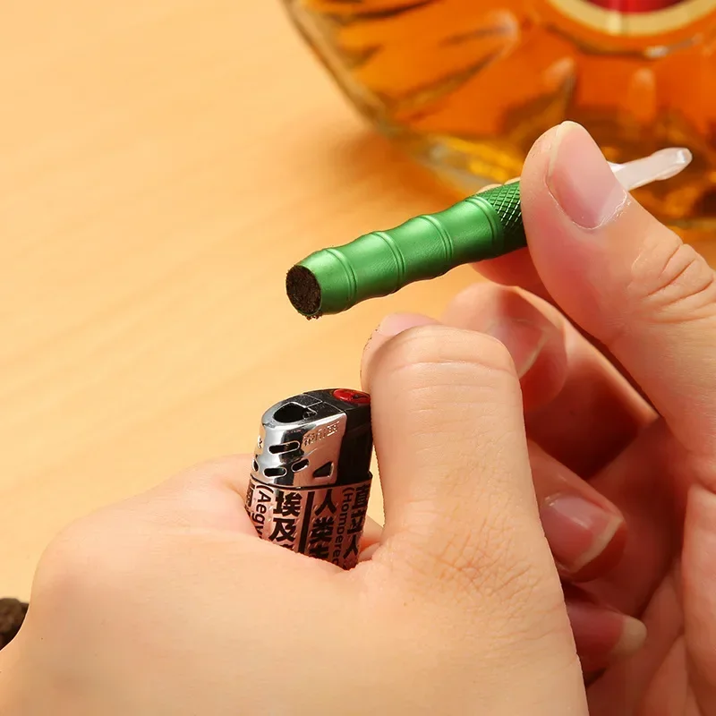 

Bamboo Aluminum Alloy Cigarette Holder Advanced Filtration Portable Tobacco Pipe Giving Gifts Cigarette Accessories
