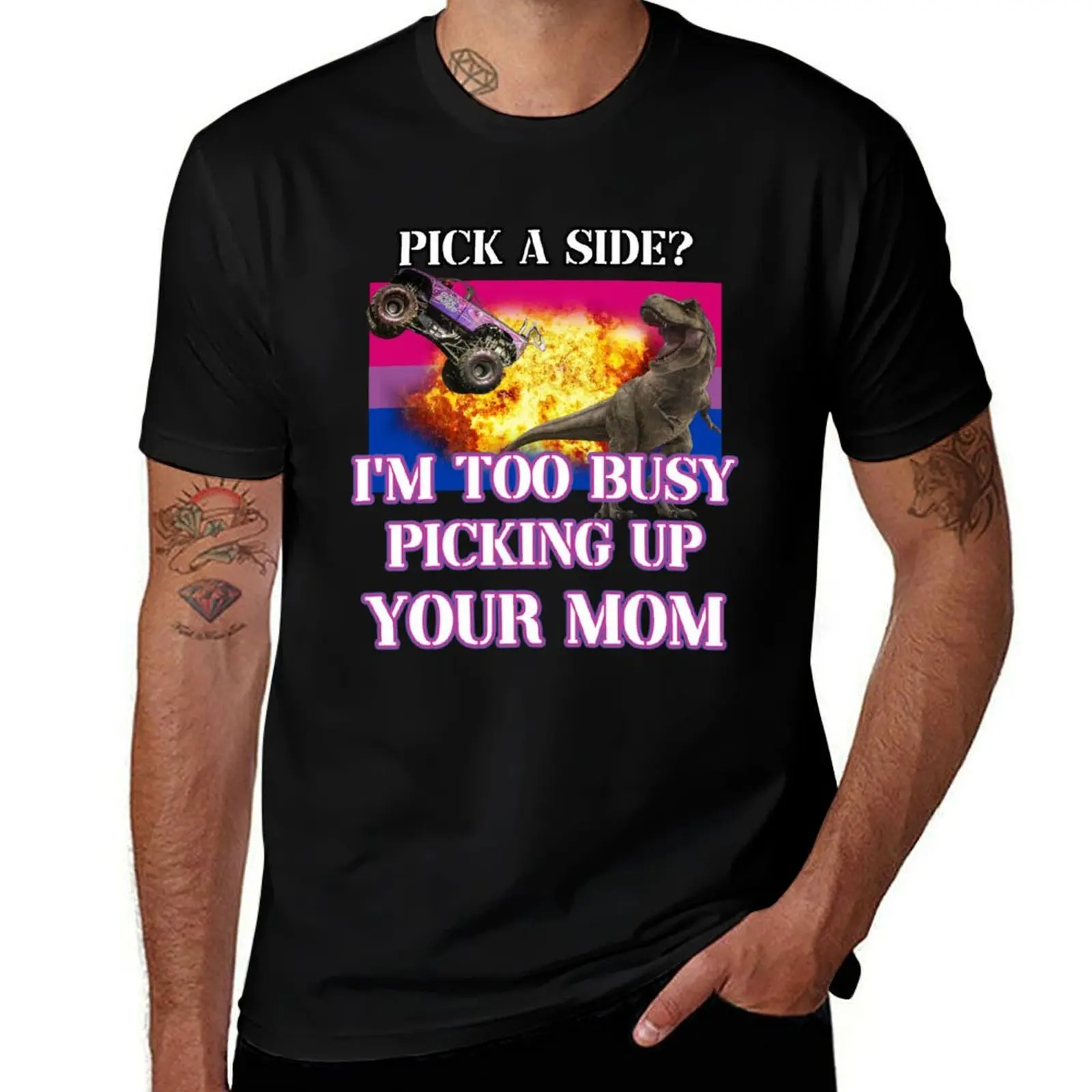 pick a side? im too busy picking up your mom bi flag T-Shirt Daily Wear Print T-Shirt