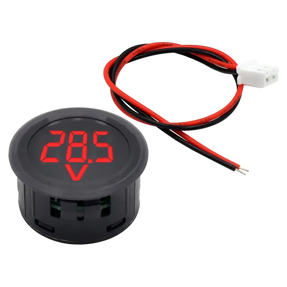 Round DC 5-100V LED Digital Display Circular Two-wire Voltmeter DC Digital Voltmeter Head Display Reverse Connection Protection
