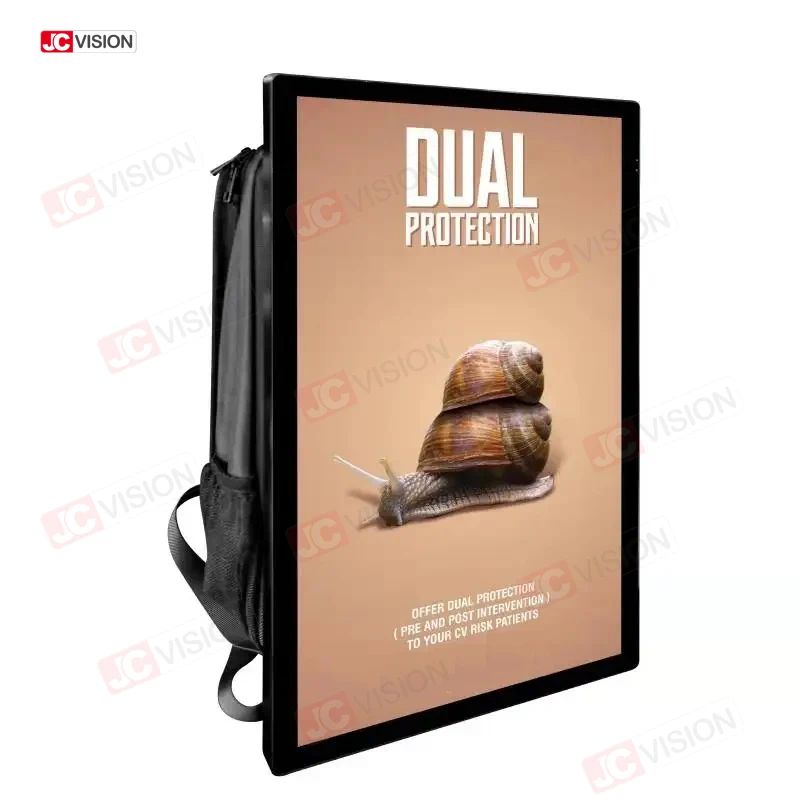 Android 21.5 Inch 27 Inch Touch LCD Screen Portable Advertising Human Walking Mobile Digital Backpack Billboard