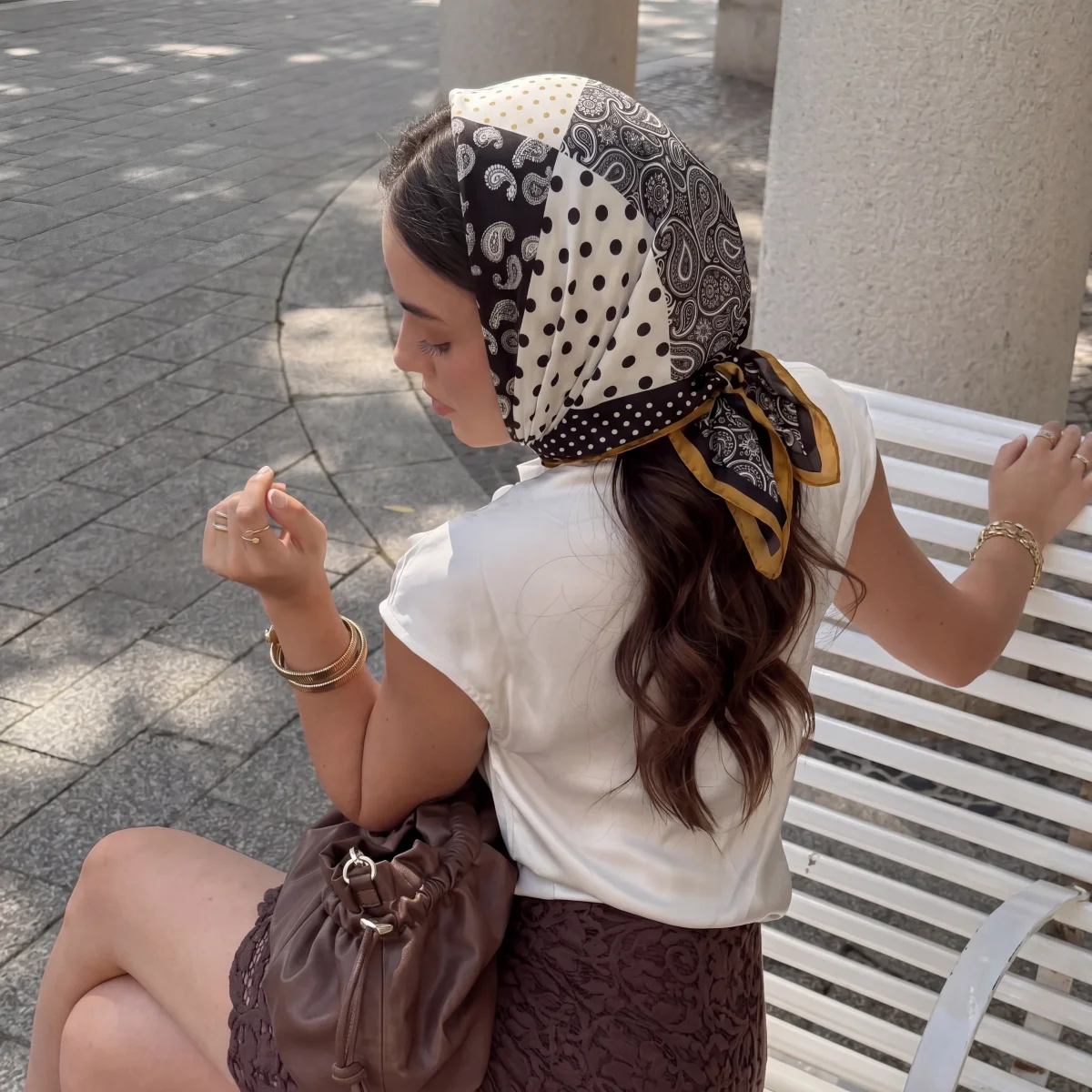 Printed Square Scarf For Women Retro Imitation Silk Scarves Bandanas Luxury Hijab Neckerchief Elegant Beach Shawl Wraps